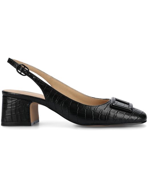 Journee Collection Black Everlee Square Toe Slingback Pumps