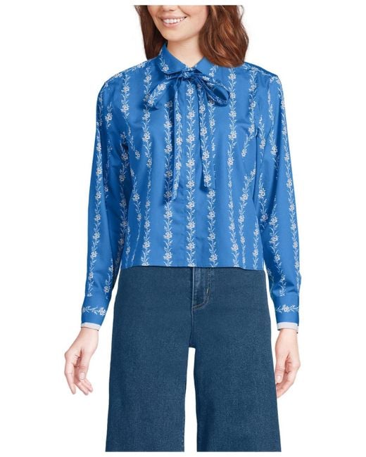 Lands' End Blue Carefree Cotton Shirt