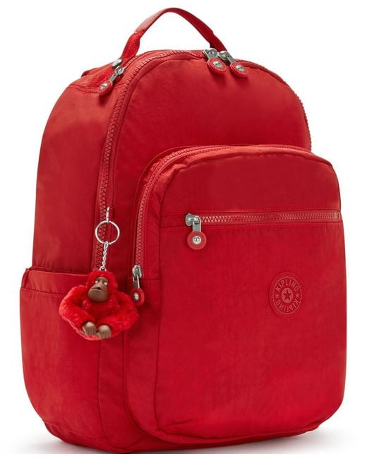 Kipling Red Seoul Medium Laptop Backpack