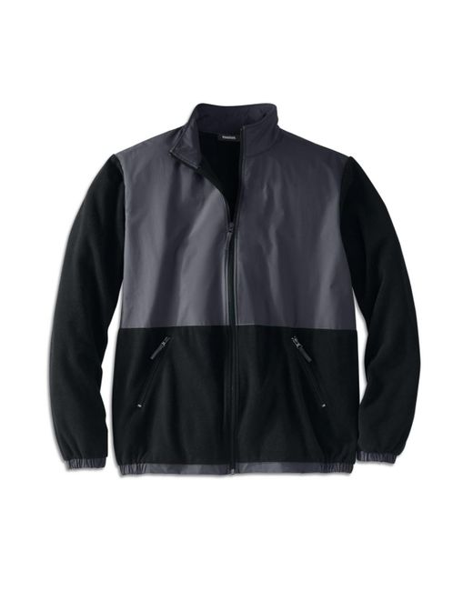 Kingsize Gray Big & Tall Explorer Plush Fleece Full-zip Fleece Jacket With Colorblocked Panel for men