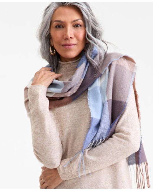 Style Women's Blue Luxsoft Mock-neck Sweater