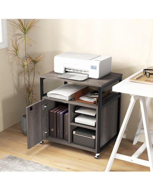 Gouun Black File Cabinet On Wheels