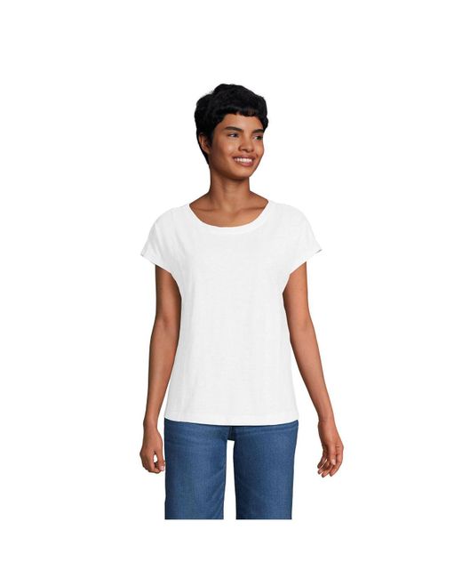 Lands' End Petite Short Sleeve Slub Wedge Tshirt in White Lyst
