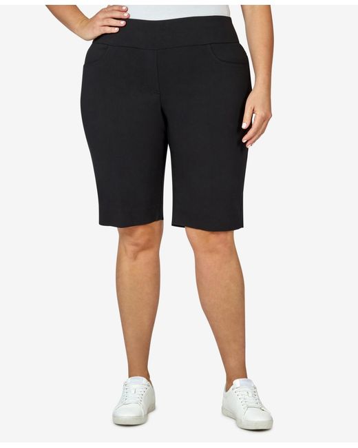 Ruby Rd Black Plus Size Tech Stretch Shorts