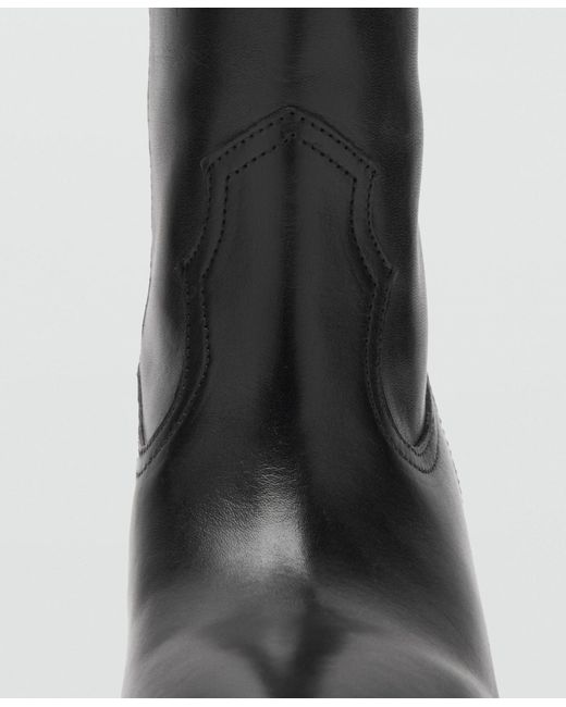 Mango Black Heel Leather Boots