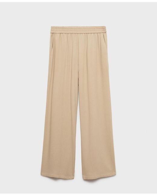Mango Natural Elastic Waist Straight-fit Pants