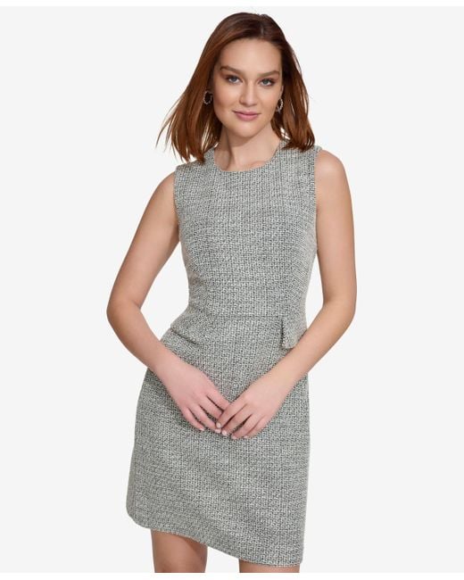 Calvin Klein Gray Tweed Sleeveless Sheath Dress