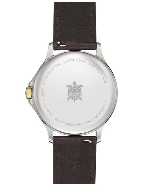 Certina Black Swiss Ds-8 Brown Leather Strap Watch 40mm for men