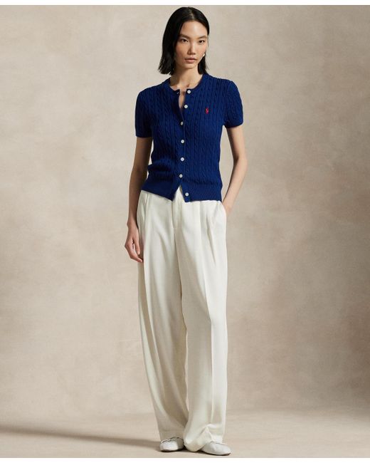 Polo Ralph Lauren Cable knit Cotton Short sleeve Cardigan Sweater in