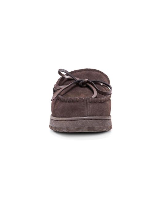 Muk Luks Brown Paul Printed Berber Suede Moccasin Slippers for men