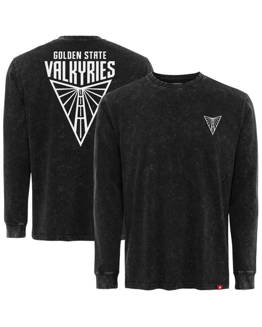 Sportiqe Black And Golden State Valkyries Rock Roll Collection Bono Mineral Wash Premium Long Sleeve T-shirt