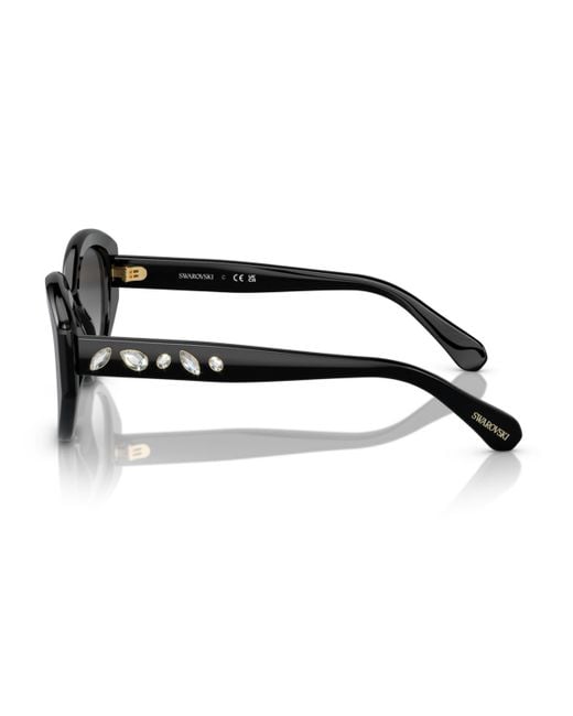 Swarovski Black Geometric Crystals Gradient Sunglasses