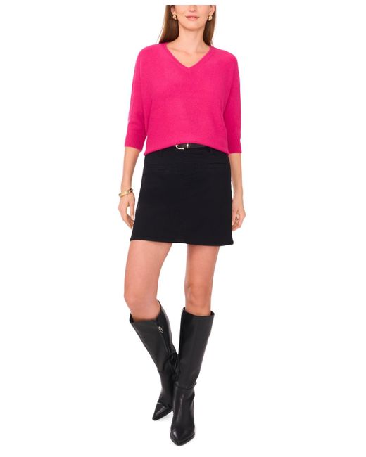 Vince Camuto Blue V-neck Dolman-sleeve Sweater