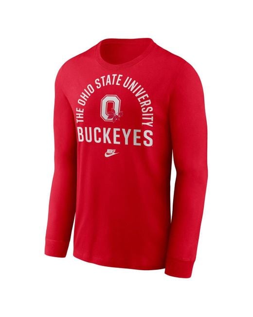 Nike Red Ohio State Buckeyes Legacy Arched Logo Long Sleeve T-shirt for men