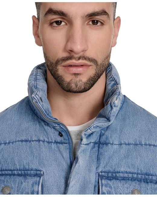 Levi's Blue Denim Quilted Puffer Jacket for men