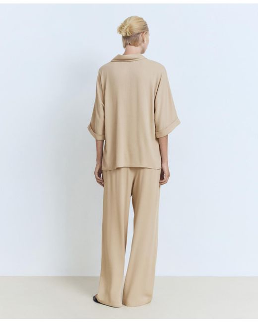 Mango Natural Elastic Waist Straight-fit Pants