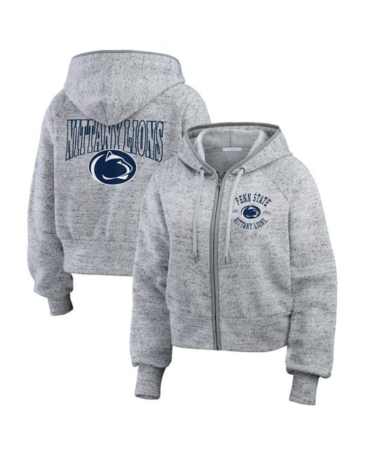 WEAR by Erin Andrews Gray Penn State Nittany Lions Wear Speckle Double-hit Raglan Full-zip Hoodie