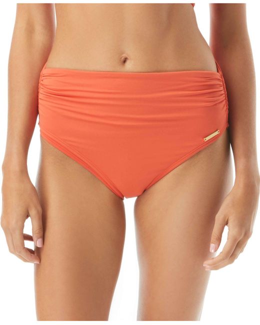 orange high waisted swim bottoms