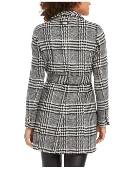 calvin klein belted wrap coat black