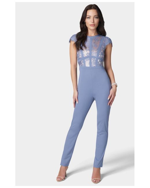 Bebe Blue Caged Lace Catsuit