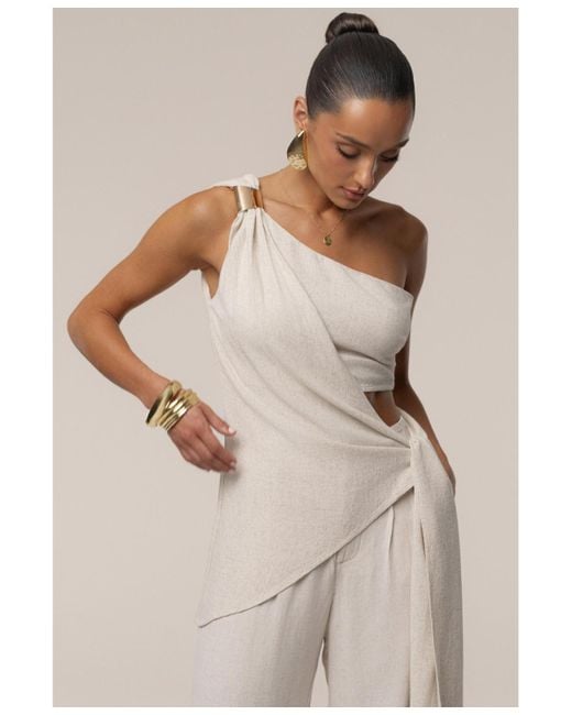 JLUXLABEL Natural Palmera One Shoulder Top
