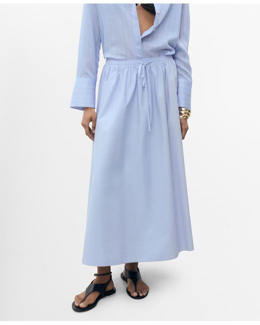 Mango Blue Flared Cotton Skirt