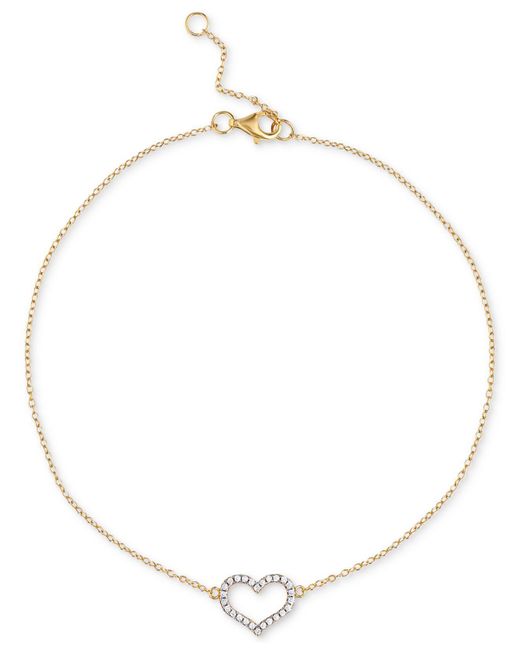 Giani Bernini Cubic Zirconia Open Heart Ankle Bracelet In 18k Gold ...