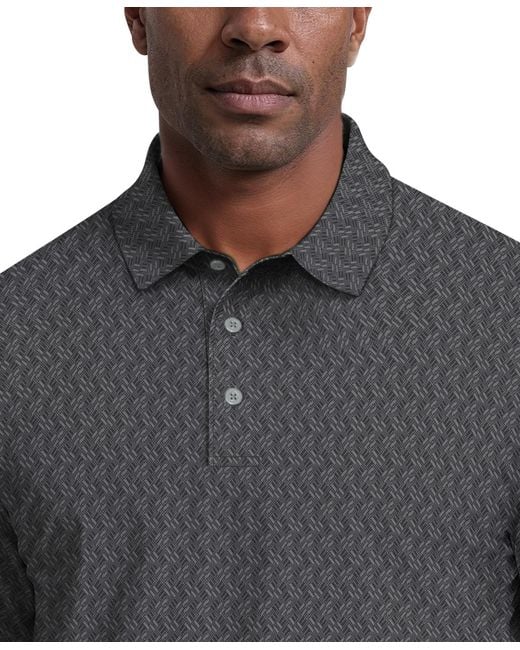 PGA TOUR Gray All-over Micro Jacquard Short-sleeve Golf Polo Shirt for men