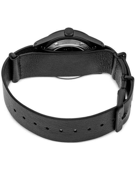 Seiko Automatic 5 Sports Gmt Leather Strap Watch 39mm in Black for Men