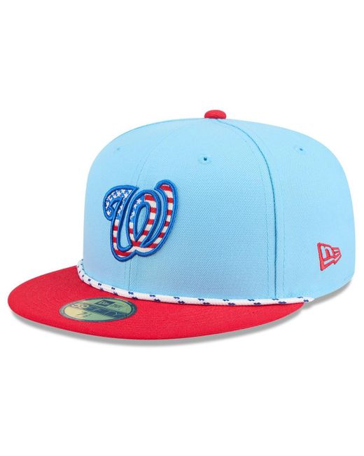 KTZ Light Blue/red Washington Nationals 2025 Fourth Of July 59fifty Fitted Hat for men