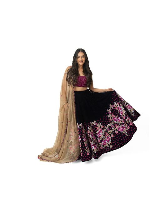 Ras Multicolor Velvet Lehenga Choli Set