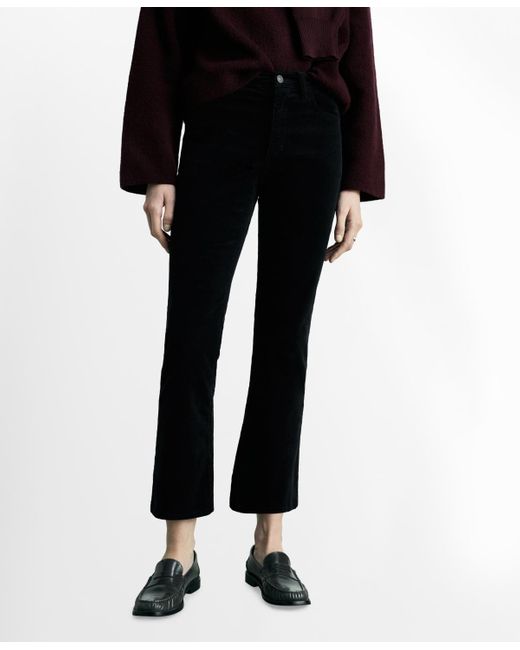 Mango Black Sienna Flared Cropped Corduroy Jeans