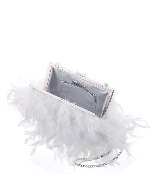 Nina Black All Over Feather Frame Clutch