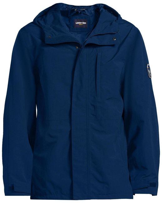 Lands' End Blue Squall Waterproof Rain Jacket for men