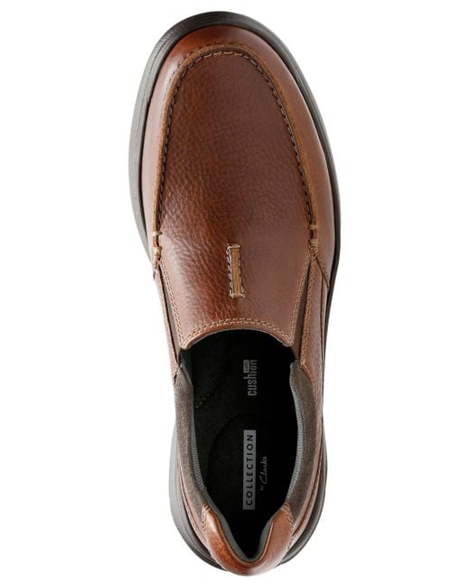 Clarks Brown Cotrell Free Leather Slip-ons for men