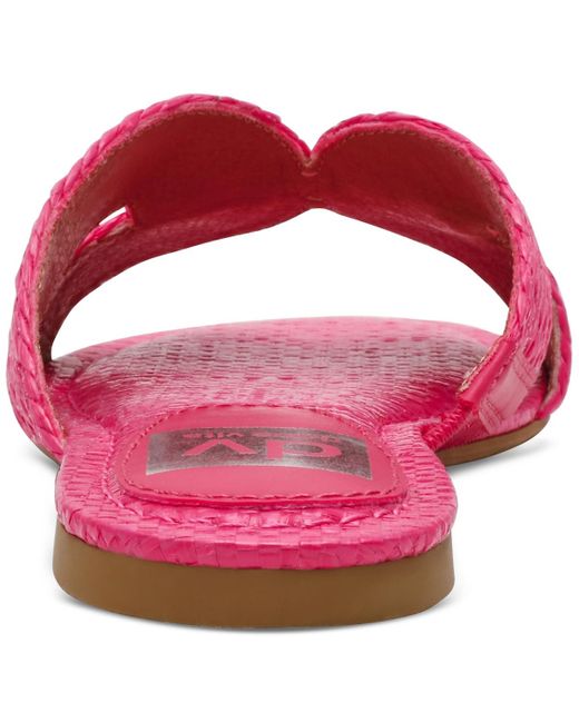Dolce Vita Pink Geeya Raffia Criss Cross Strap Flat Slide Sandals