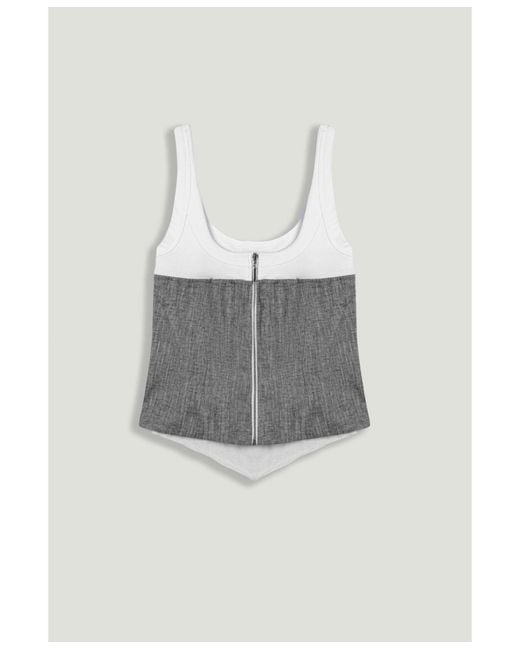 Nocturne Gray Button-front Tailored Blouse
