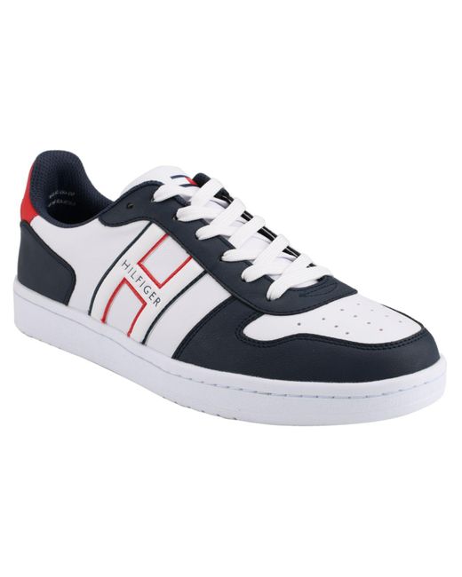 Tommy Hilfiger Leman Lace Up Low Top Sneakers in Navy, White, Red (Blue ...