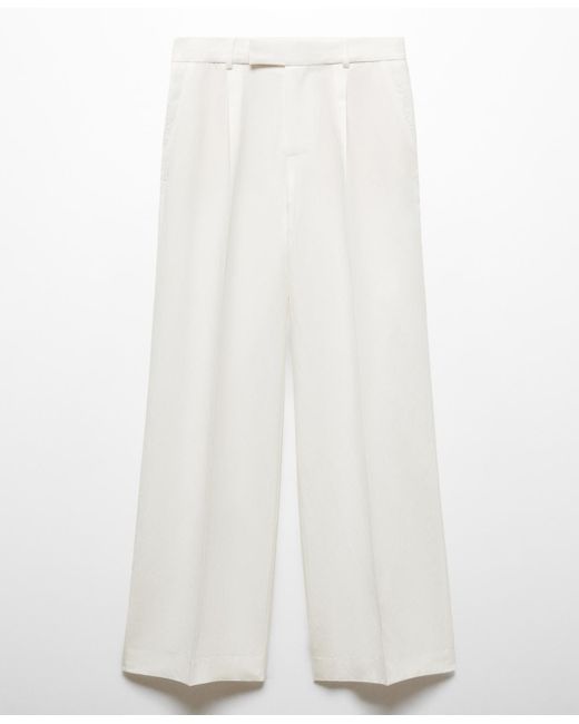 Mango White Flowy Suit Pants