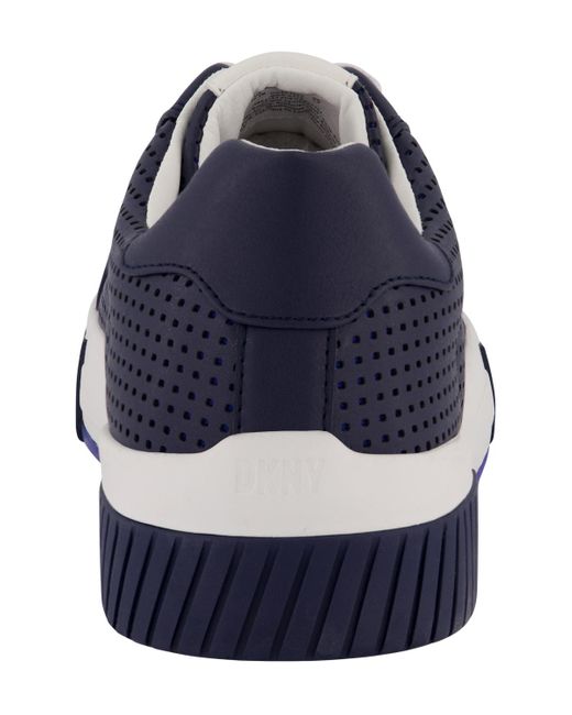 DKNY Blue Perforated Two-tone Branded Sole Racer Toe Sneakers for men