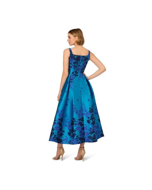 Adrianna Papell Blue Jacquard Fit & Flare Dress