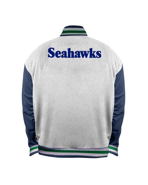 Mitchell & Ness Blue Seattle Seahawks Throwback Plus Size Full-snap Satin Jacket