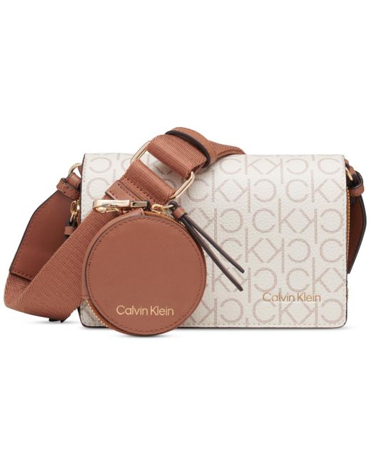 Calvin Klein Brown Millie Double Zip Crossbody Bag