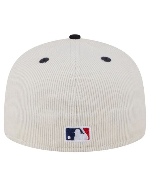 KTZ White Cream/navy Boston Red Sox Two-tone Corduroy 59fifty Fitted Hat for men