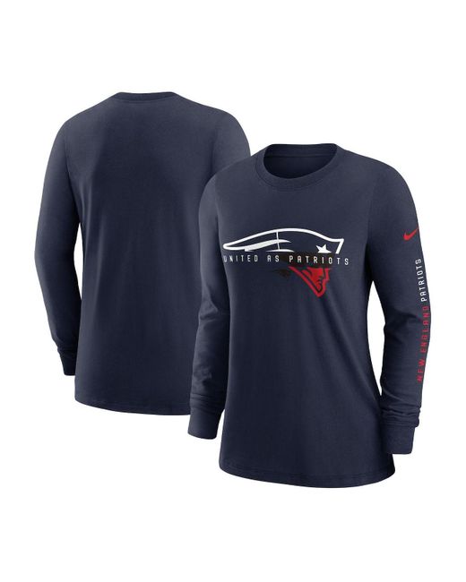 New England Patriots Nike Women's Prime Split Long Sleeve T-Shirt - Navy