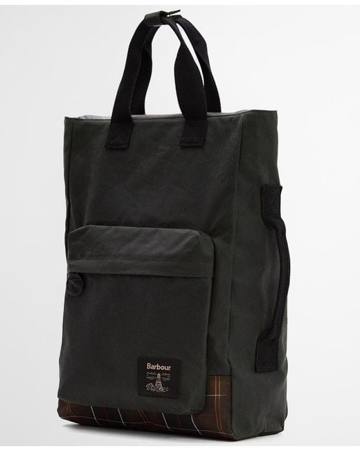 Barbour Black Field Wax Zipper Large Backpack for men