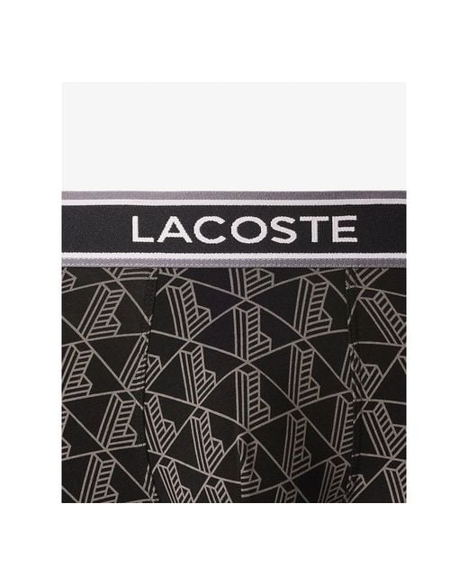 Lacoste Black 3-pack Monogram Trunks for men