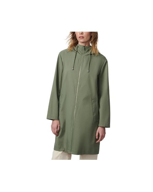 Bernardo Green Hooded Mid Length Raincoat