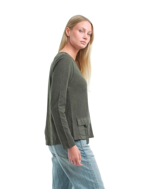 Wilt Green U Neck Button Placket Tee