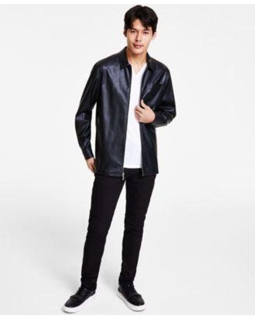 INC International Concepts Blue Inc International Concepts Pleather Full Zip Shirt Jacket Black Wash Skinny Jeans Created For Macys for men